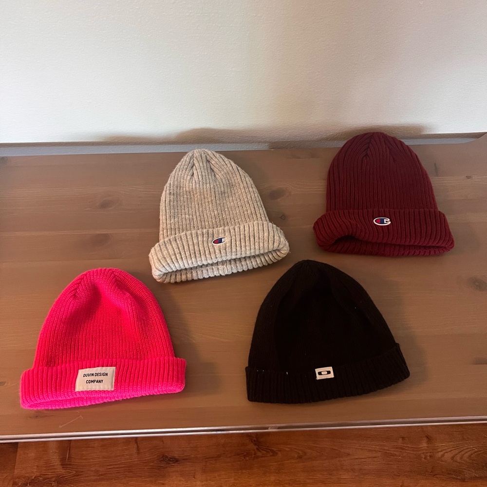 Champion Beanie Set - Pink, Gray, Red, Black